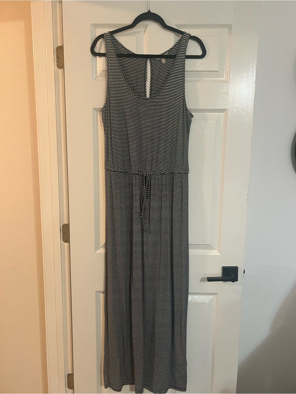 Banana Republic Black and White Striped Sleeveless Dress